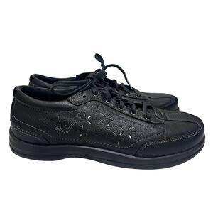 Apex Women's Robyn Chop Out Lace Up Full Grain Leather Oxford Black Shoes 9.5